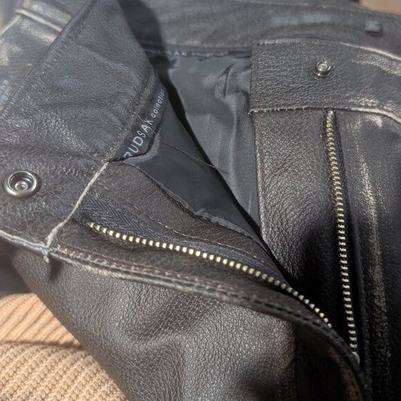 Rudsak | Women's Bootcut Leather Pants In Distressed Brown - Picture 8 of 12